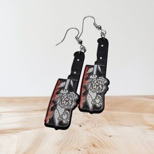Elegant Black and Red Floral Earrings #6